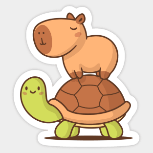 Capybara and Turtle Sticker